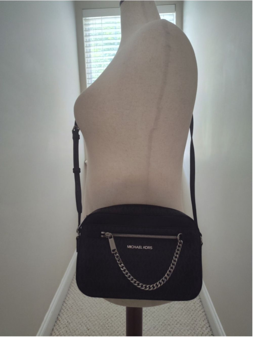 Women's Michael Kors Black Silver Crossbody Bag One Size